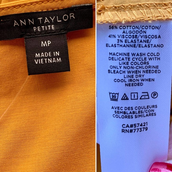 Ann Taylor Square Neck Flounce Shift Dress in Yellow Size Medium Petite - Picture 10 of 11